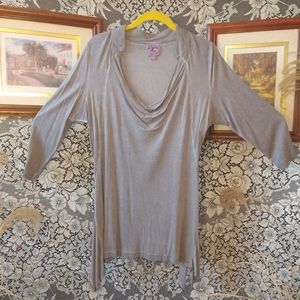 City Hearts grey blouse loose fitting tunic long sleeve with asymmetric hemline